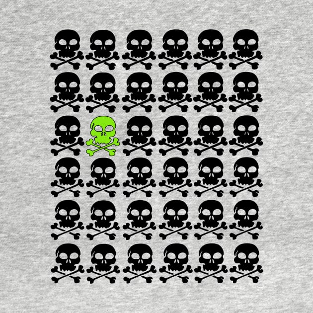 Black Skulls with One Green Skull by Scarebaby